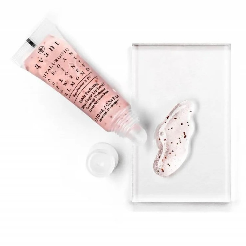 Avanti Pink Hyaluronic Acid Velvet Perfecting
Rose Sugar Lip Scrub, NEW